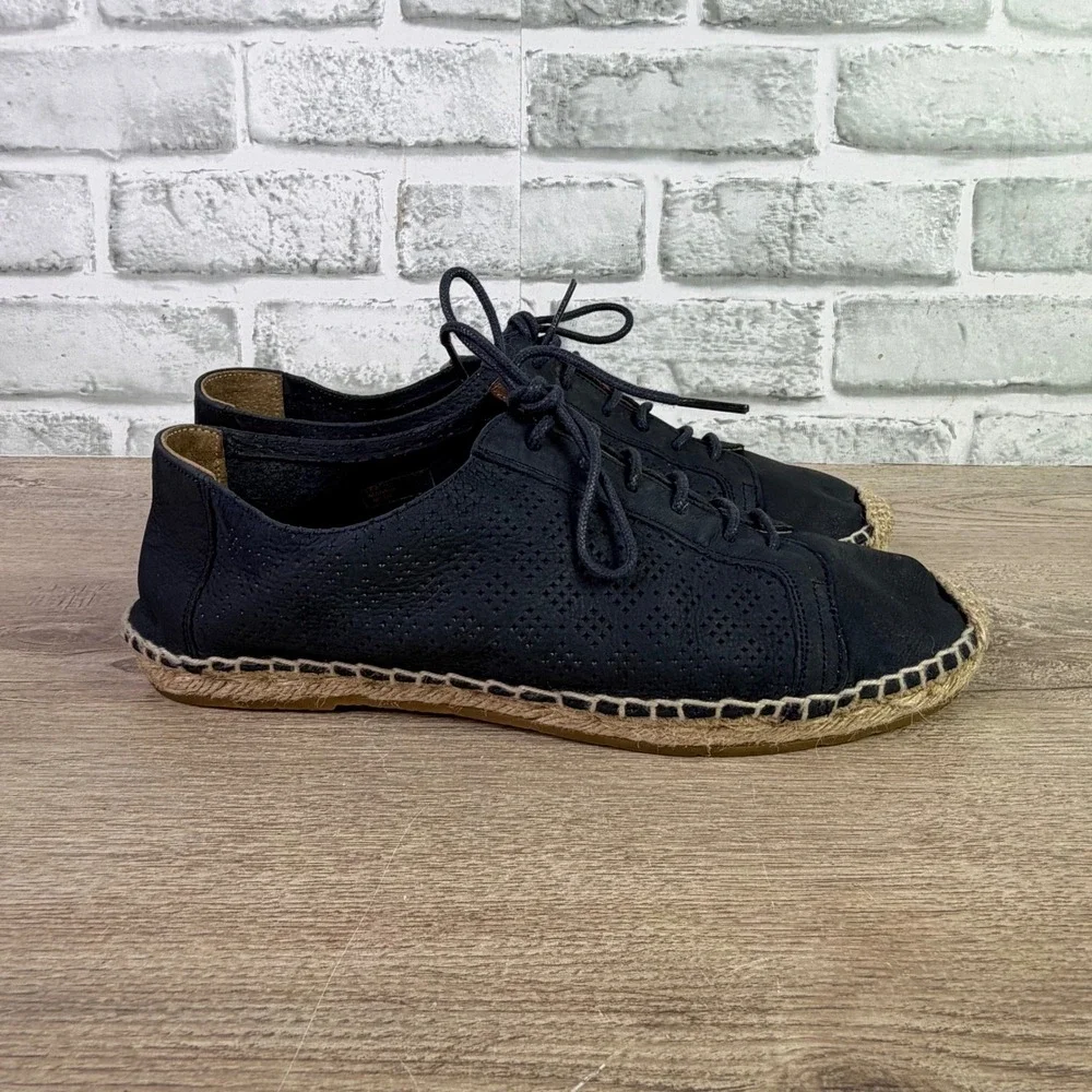 KMB Perforated Leather Lace Up Espadrille Sneakers 39